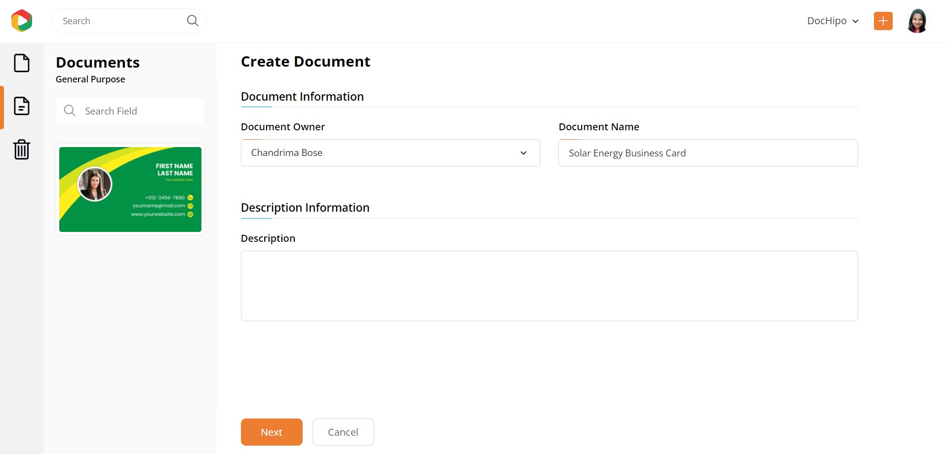 Add Document Information Add Document Information
