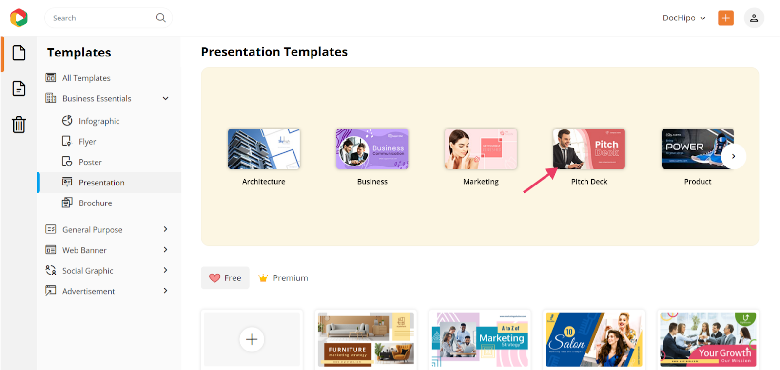Presentation templates in DocHipo Presentation templates in DocHipo