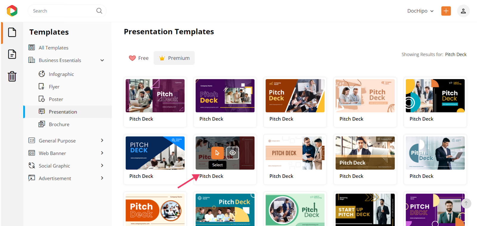 Pitch deck template in DocHipo Pitch deck template in DocHipo