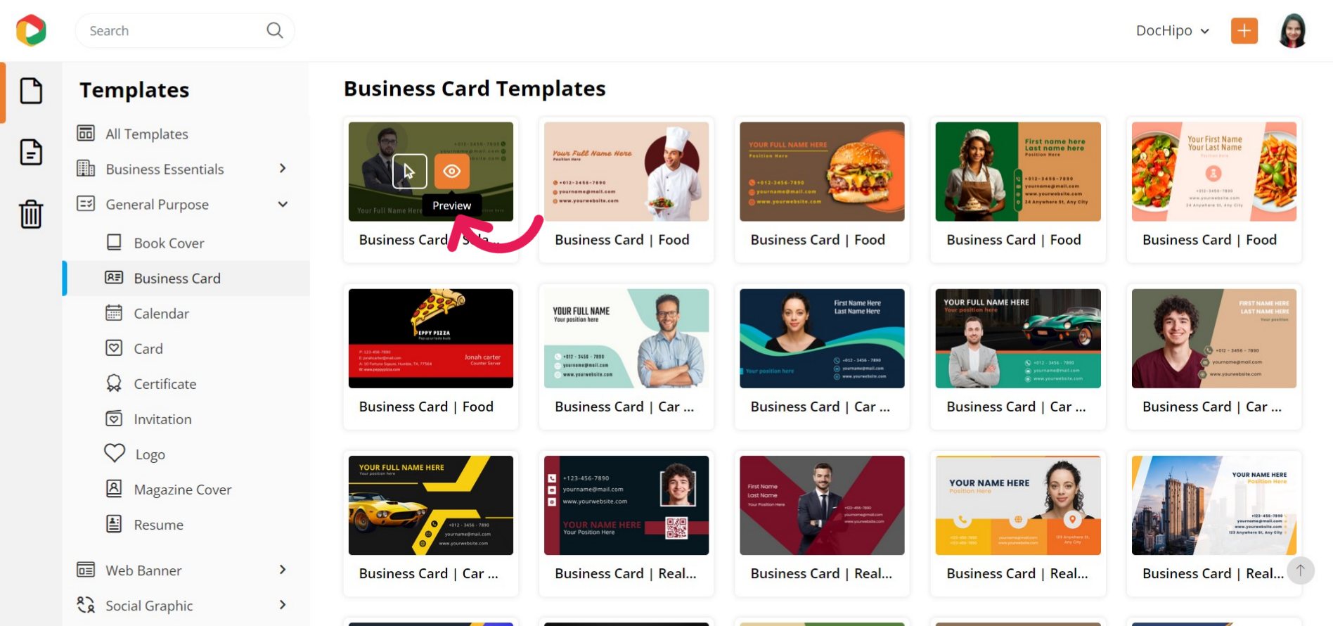 Preview Business Card Template Preview Business Card Template