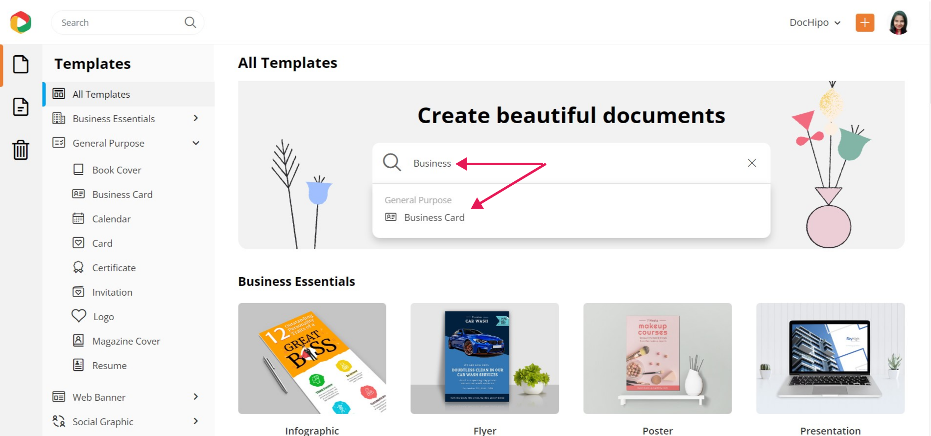 Search for Business Card Document in DocHipo Search for Business Card Document in DocHipo